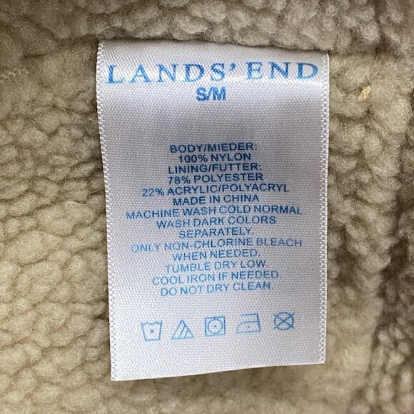 Lands' End Black Nylon Trapper Hat Ear Flaps Fudd Cap Fleece Lining Unisex S / M - Picture 6 of 8